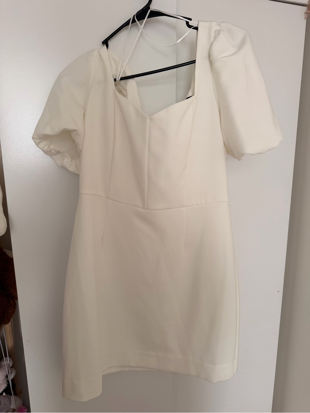 French Connection Cream Puff-Sleeve Mini Dress